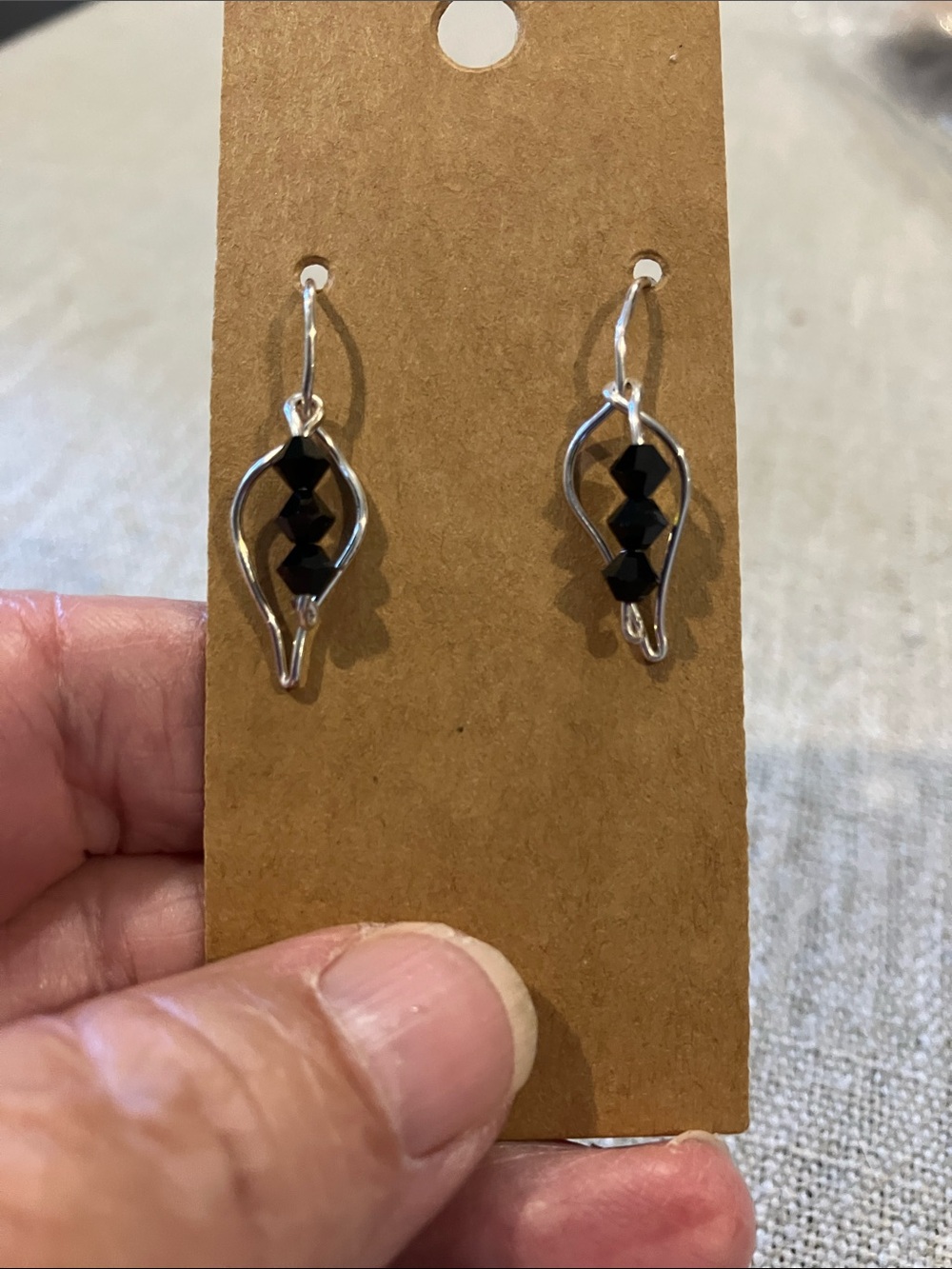 Sterling Silver Black Crystal Dangle Earrings